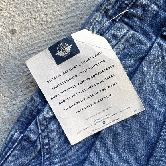 Deadstock 90s Dockers Jeans Mens 28x28 Pleated Denim Levis Cargo Tapered Vintage - Picture 5 of 12